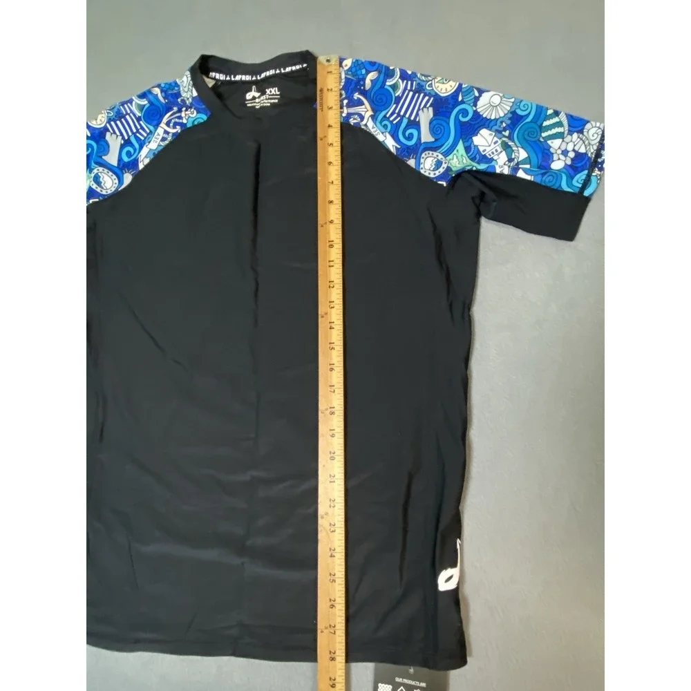 New With Tags! Men's Performance Rash Guard With Pop Art Nautical Doodle Pattern
